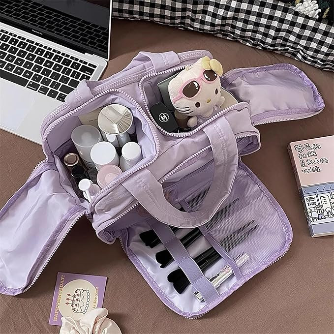 Travel Toiletry Bag, Lightweight Large Wide-open Travel Bag for Women, Puffy Cosmetic Makeup Bag ... | Amazon (US)