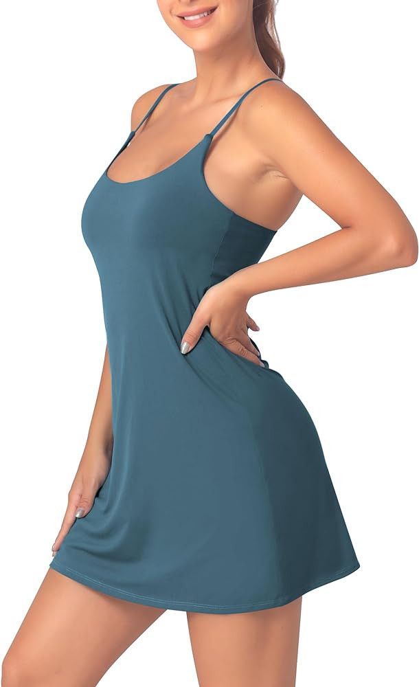 Womens Tennis Dress with Built-in Bra & Shorts Athletic Dress Workout Dress Exercise Dress with P... | Amazon (US)