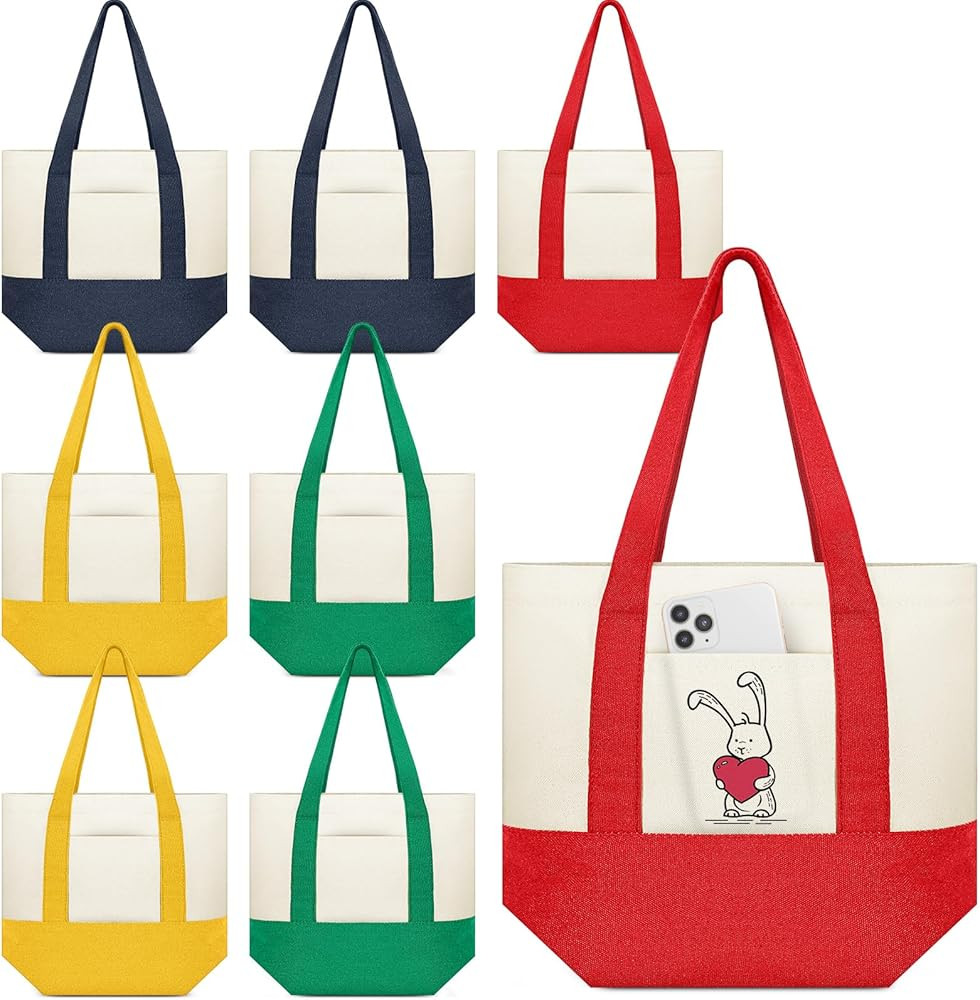 Amylove Mini Canvas Tote Bag with Pockets Duty Canvas Sublimation Blank Small Bag Mini Reusable T... | Amazon (US)