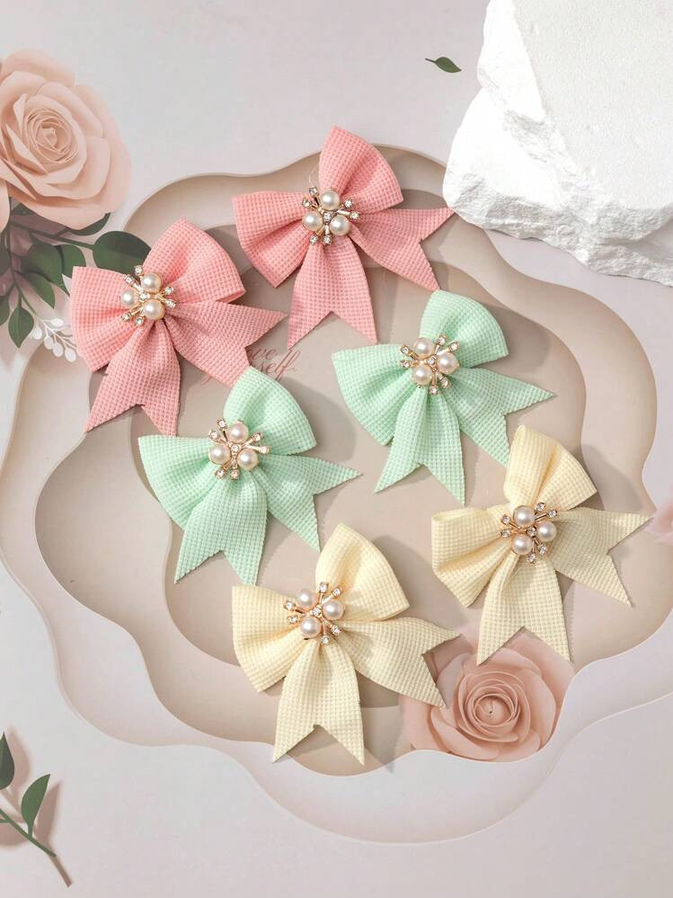 6pcs/Set Simple & Elegant Assorted Color Bow Hair Clips For Kids | SHEIN