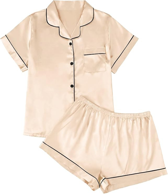 LILLUSORY Silk Satin Pajama Set for Women 2 Piece Lounge Pjs Shorts Matching Summer Sleepwear But... | Amazon (US)