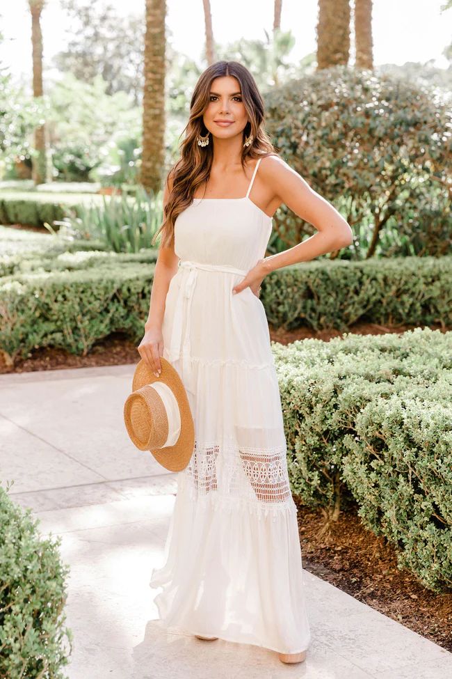 Sweet Intentions Off White Tiered Maxi Dress FINAL SALE | Pink Lily
