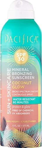 Pacifica Beauty Sun + Skincare Mineral Bronzing Sunscreen Spray 30 SPF, 6 Fl Oz | Amazon (US)