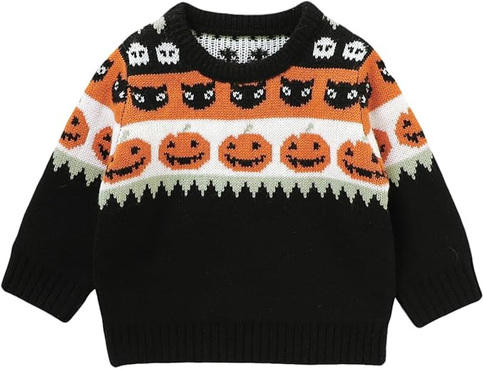 Toddler Baby Boy Girl Halloween Sweater Knit Chunky Pumpkin Sweaters Oversized Pullover Outfit Fa... | Amazon (US)