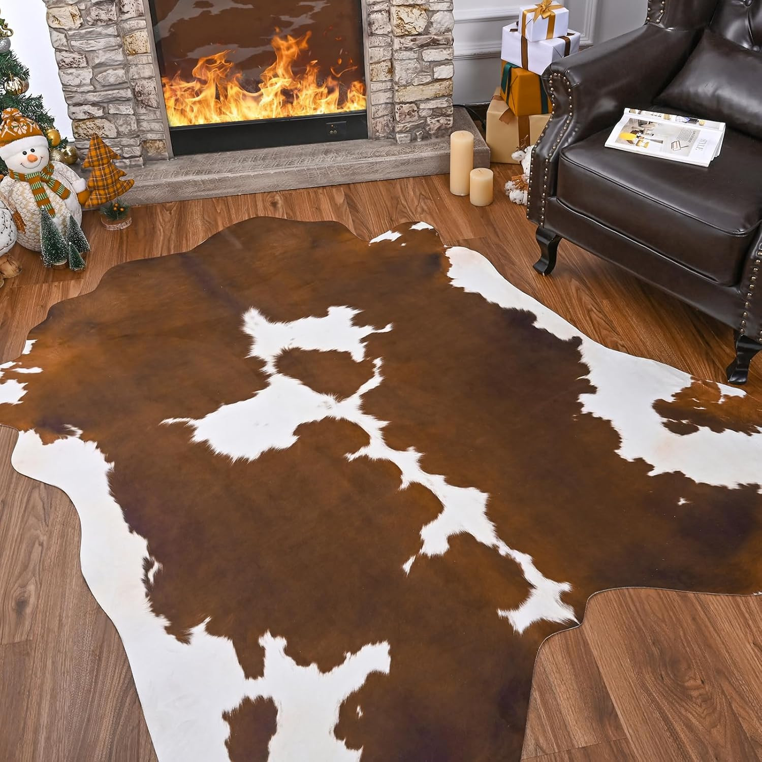 Comeet Faux Cowhide Rug 4 x 3 Feet, Medium Cow Rug Thickened Cow Print Rug, Non-Slip Faux Animal ... | Amazon (US)