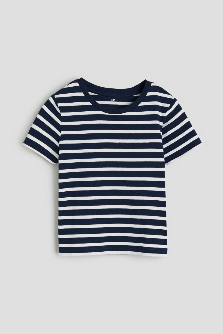 Cotton T-shirt - Dark blue/striped - Kids | H&M US | H&M (US + CA)
