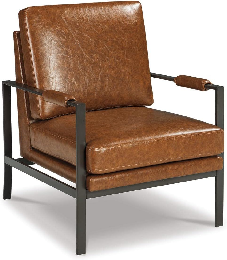 Signature Design by Ashley Peacemaker Mid-Century Modern Faux Leather Accent Chair, Brown | Amazon (US)