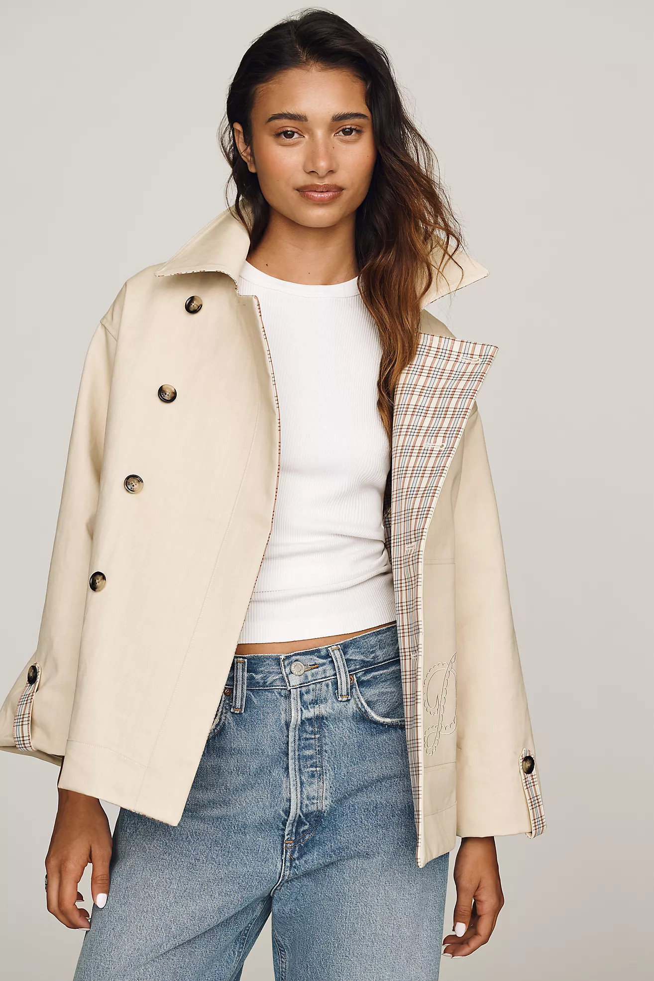 Damson Madder Jerry 100% Cotton Reversible Crop Trench Coat | Anthropologie (US)