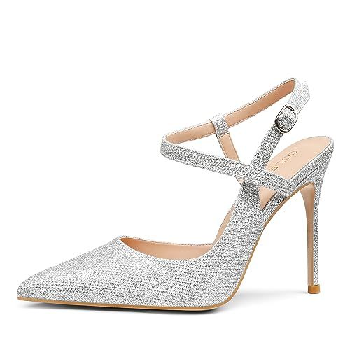 COLETER Women's Slingback Pumps 4IN Buckle Ankle Strap Sandals Closed Pointed Toe Office Work Wed... | Amazon (US)