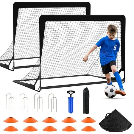2 Pack 4 x 3FT Kid Soccer Goals for Backyard, Portable Pop Up Soccer Goal Training Equipment with Soccer Ball and 10 Cones,Indoor and Outdoor Soccer Nets for Kids Youth Toddler Sports Games | Walmart (US)
