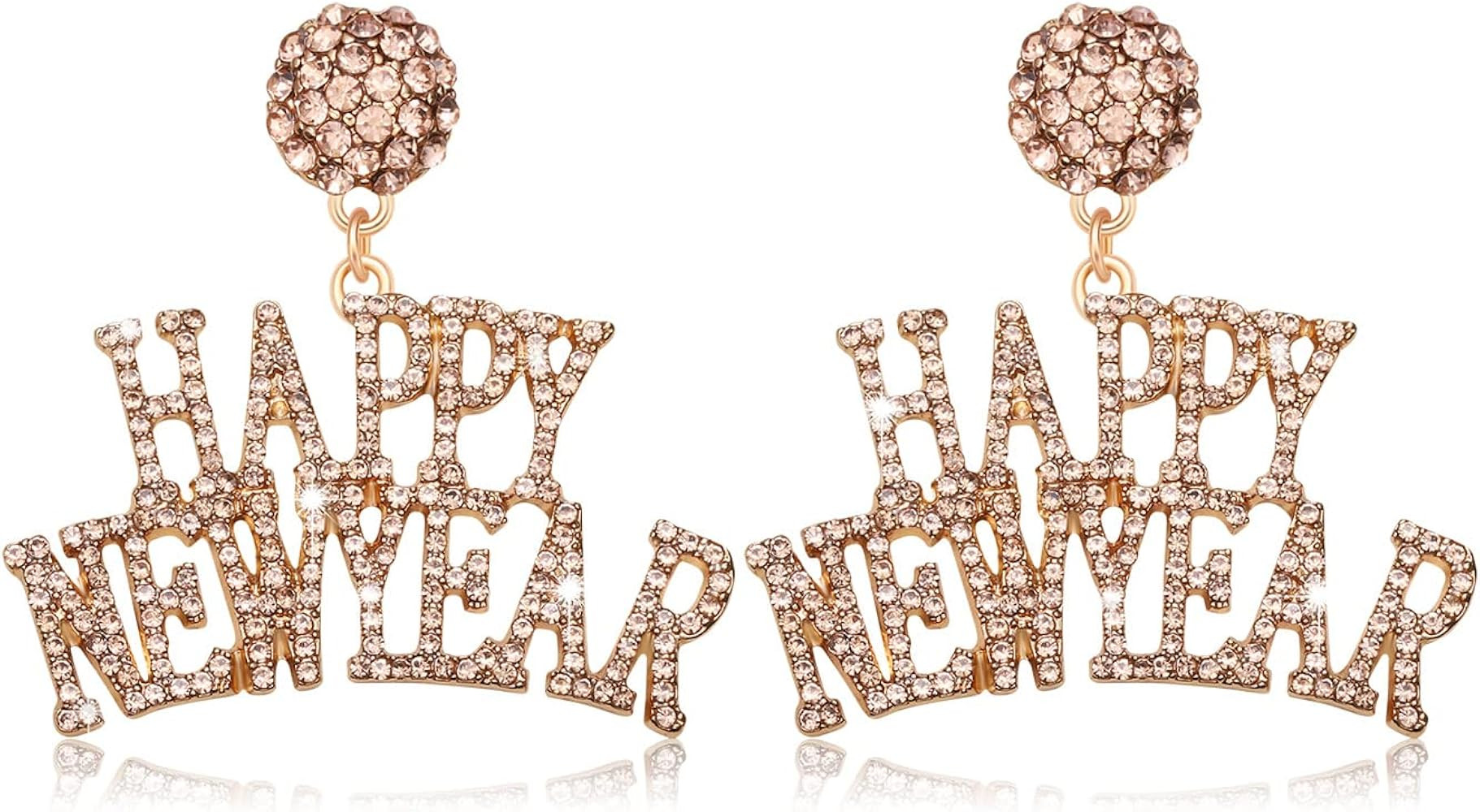 Happy New Year Earrings Sparkle Rhinestone HAPPY NEW YEAR Letter Drop Dangle Earrings Crystal New Years Eve Earrings for Women Sister Mom Gifts Christmas Festive Party Jewelry | Amazon (US)