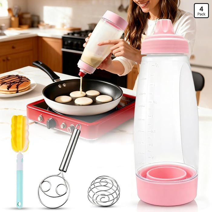 Pancake Batter Dispenser Bottle Kit (Pink) | Amazon (US)