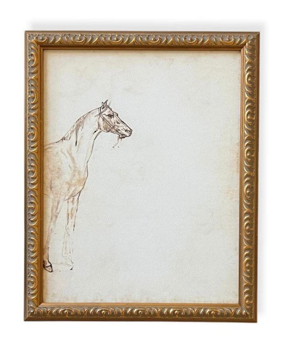Vintage Framed Canvas Art  // Framed Vintage Print // Vintage Painting // Vintage Horse Sketch Ar... | Etsy (CAD)