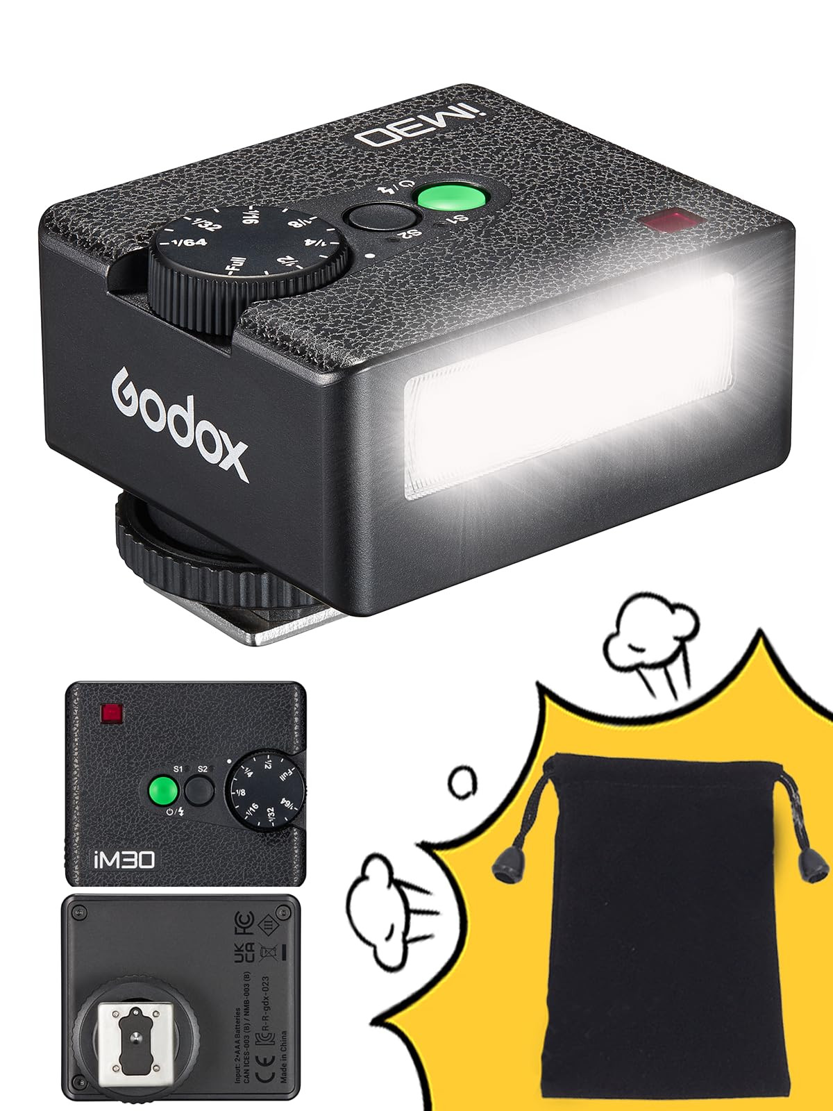 Godox Flash Godox iM30 Mini Flash - Camera Flash GN 15, 7 Power Levels, IM 30 Mini Manual Flash f... | Amazon (US)