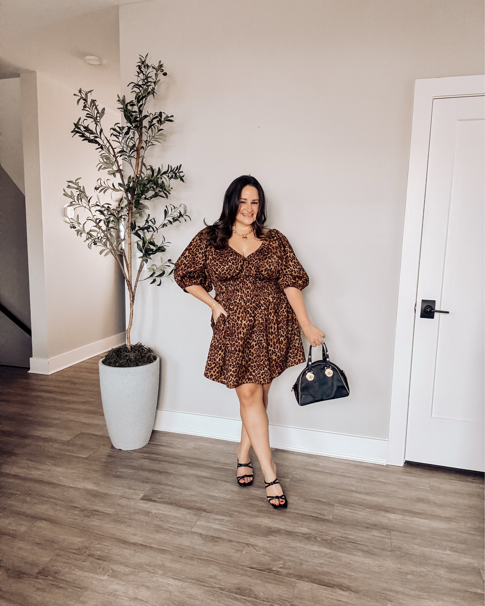 Date night ready in this fun leopard print dress with pockets! 🐆Wearing a size large!

The bubble sleeves are so fun! Also linked my favorite strapless bra and shapewear! 

Black heels, wedding guest dress, old navy, curvy, midsize, plus size, dress with sleeves, petite

#LTKMidsize #LTKPetite #LTKPlusSize