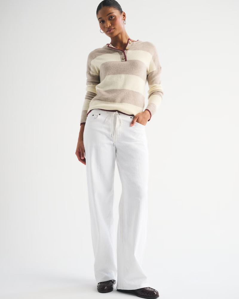 Curve Love Linen-Blend Low Rise Ultra Loose Jean | Abercrombie & Fitch (US)