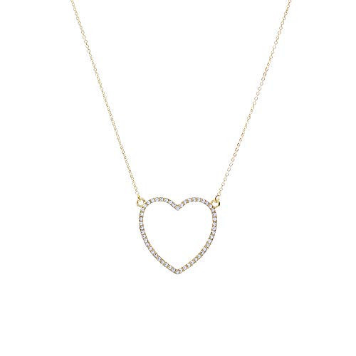 NTLX Heart Necklace for Women – Open Heart Pendant Necklace – Simple Delicate Cute – Adorned with Rhinestone Crystals - Gift Box Included (Gold/Crystal) | Amazon (US)