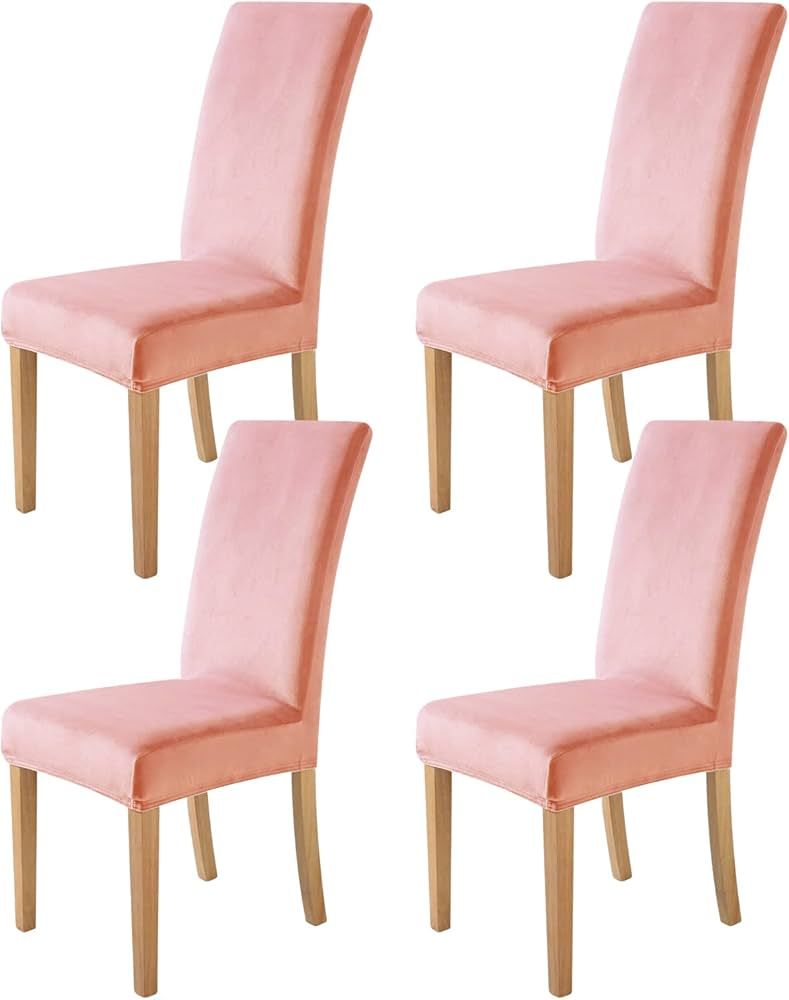 Chair Covers for Dining Chairs, High Stretch Velvet Dining Chair Covers Set of 4, OPPODREAM Pink ... | Amazon (CA)