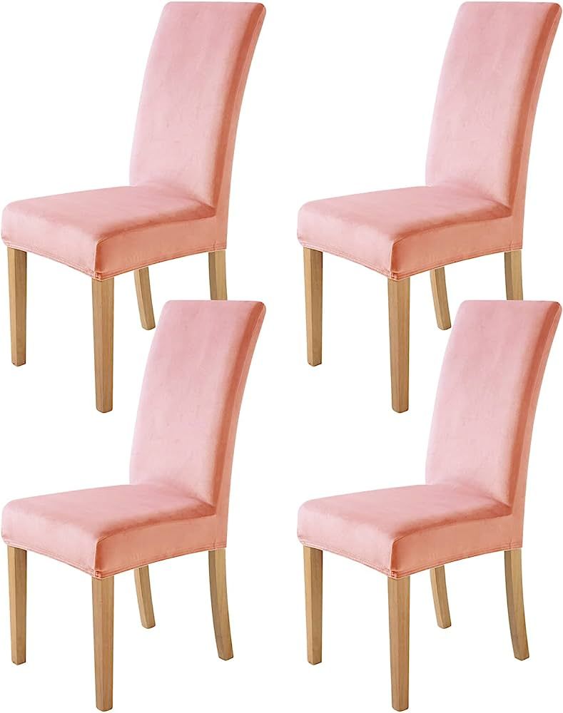 Chair Covers for Dining Chairs, High Stretch Velvet Dining Chair Covers Set of 4, OPPODREAM Pink ... | Amazon (CA)