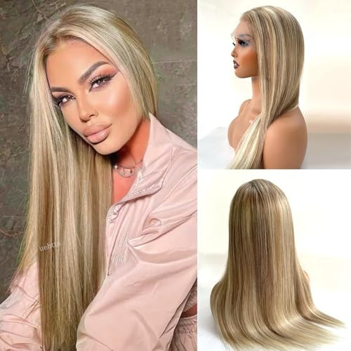 Ash Blonde Wig Human Hair 180% Density Ash Brown Balayage Ash Blonde Wig Human Hair Lace Front Wigs 13x4 HD Glueless Wigs Human Hair Pre Plucked 22 Inch Ash Blonde Highlights Lace Front Wig Human Hair | Amazon (US)