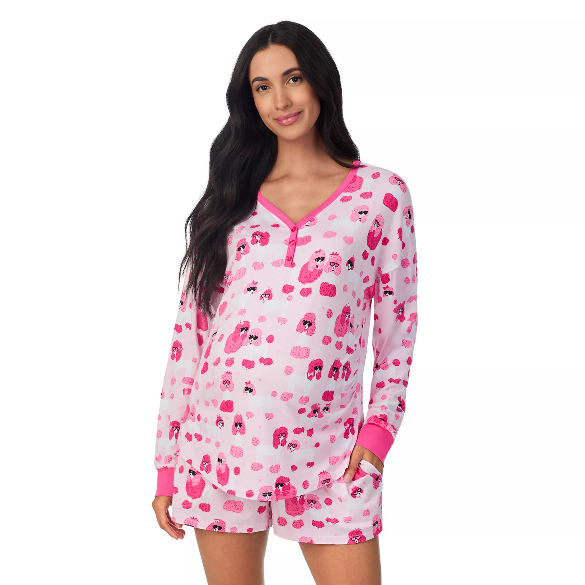 Maternity Beauty Sleep Social Long Sleeve Henley Pajama Top & Pajama Shorts Set | Kohl's