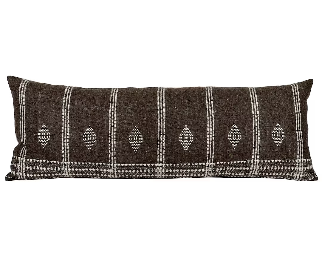 MORAINE  Long Lumbar Brown Cream Wool Pillow Cover Indian - Etsy | Etsy (US)