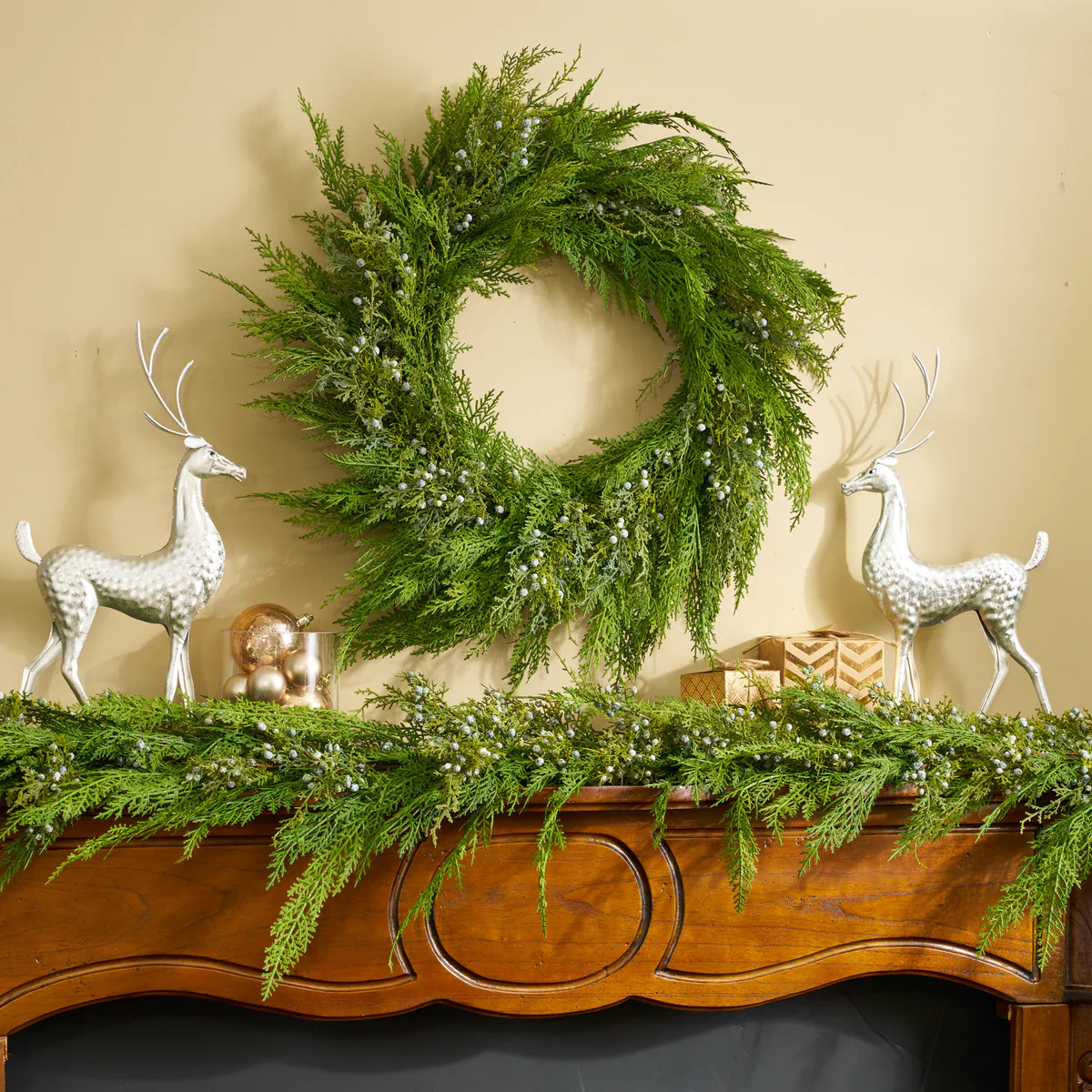 Forest Harmony - Lebanon Cedar & Juniper Berry Holiday Winter Greenery Front Door Christmas Wreat... | Darby Creek Trading