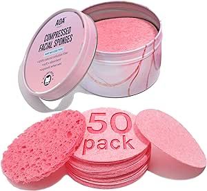 AOA Studio 50-Count Compressed Facial Sponges 100% Natural Cosmetic Spa Sponges for Facial Cleans... | Amazon (US)