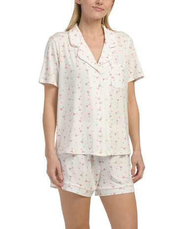 2pc Modal Martini Notch Collar Short Sleeve Pajama Set | TJ Maxx