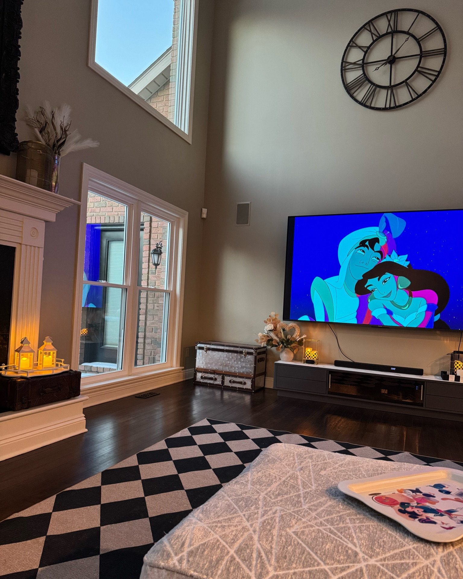 Area rug. Living room decor. Home decor. Tv. Sound bar. Living room decorations. Living room rug. Non slip rug. Black and white living room decorations. 

#LTKHome