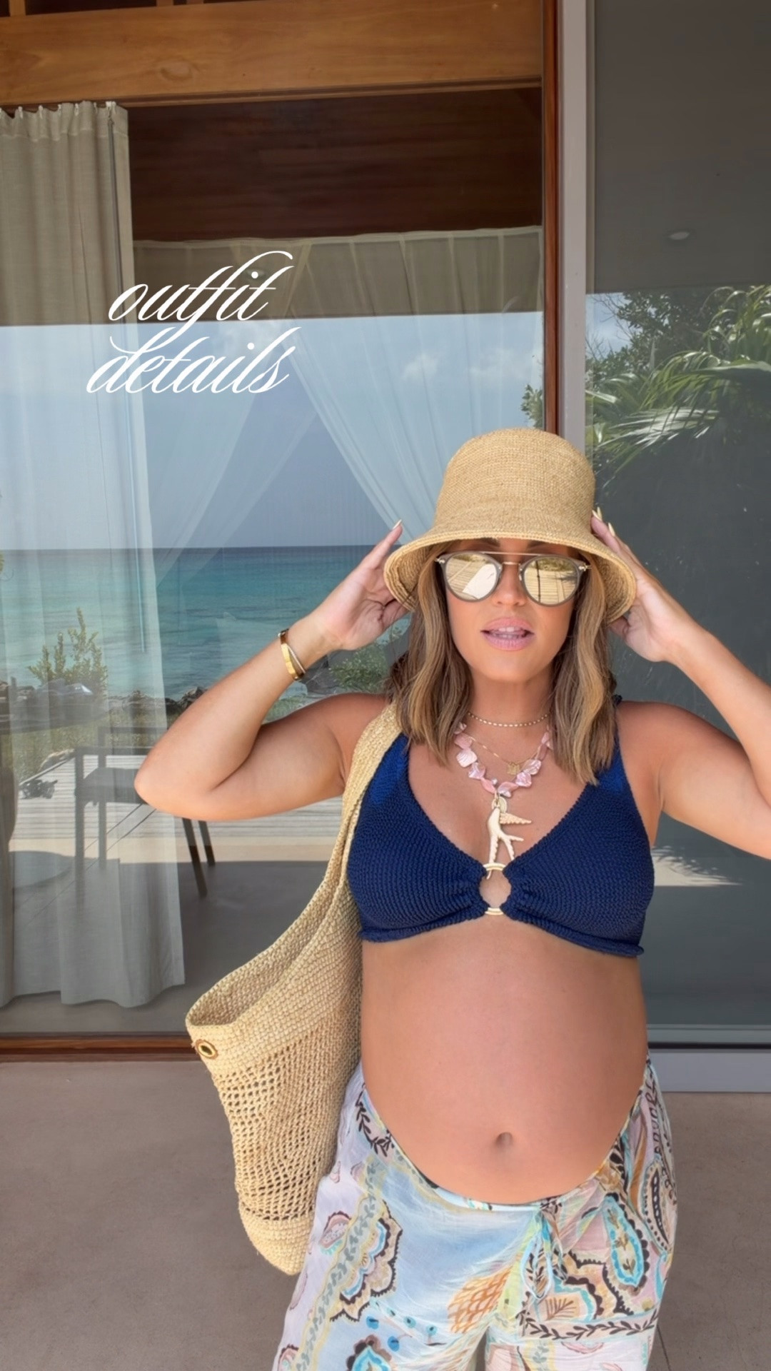 Today’s beach look! Swimsuit is one size fits all - can be worn pregnant or not! Will link similar at different price points. 

Wearing small in coverup pants - print/colors go with lots of swimsuits! 

Linking my bucket hat, sunglasses, etc as well. 

Currently 31 weeks pregnant.

#LTKootd #LTKSwim #LTKBump