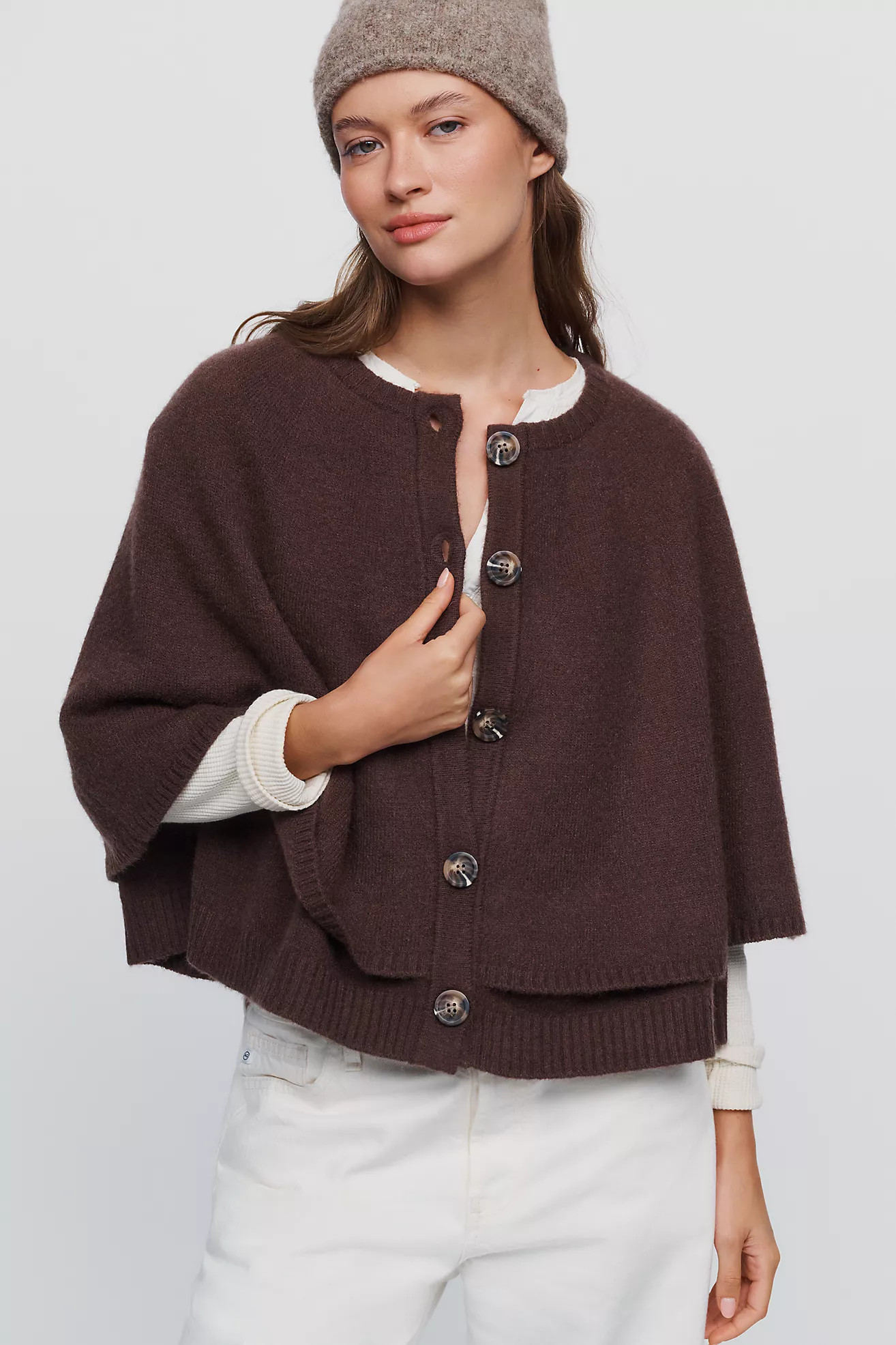 Button Front Cape Sweater | Anthropologie (US)