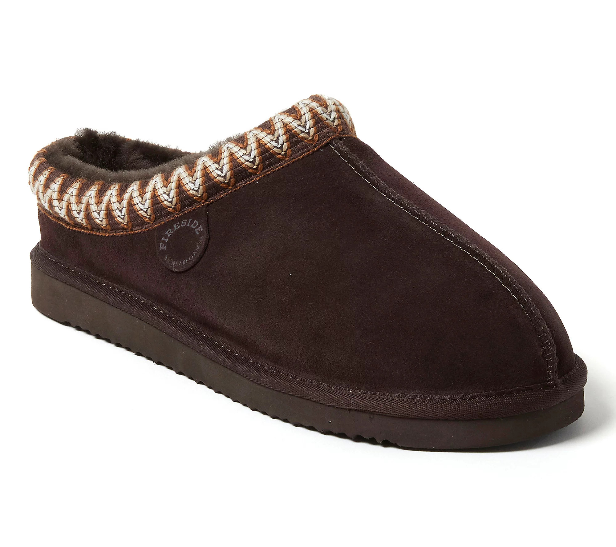 Fireside by Dearfoams Men's Genuine Shearling C og - Grafton | QVC