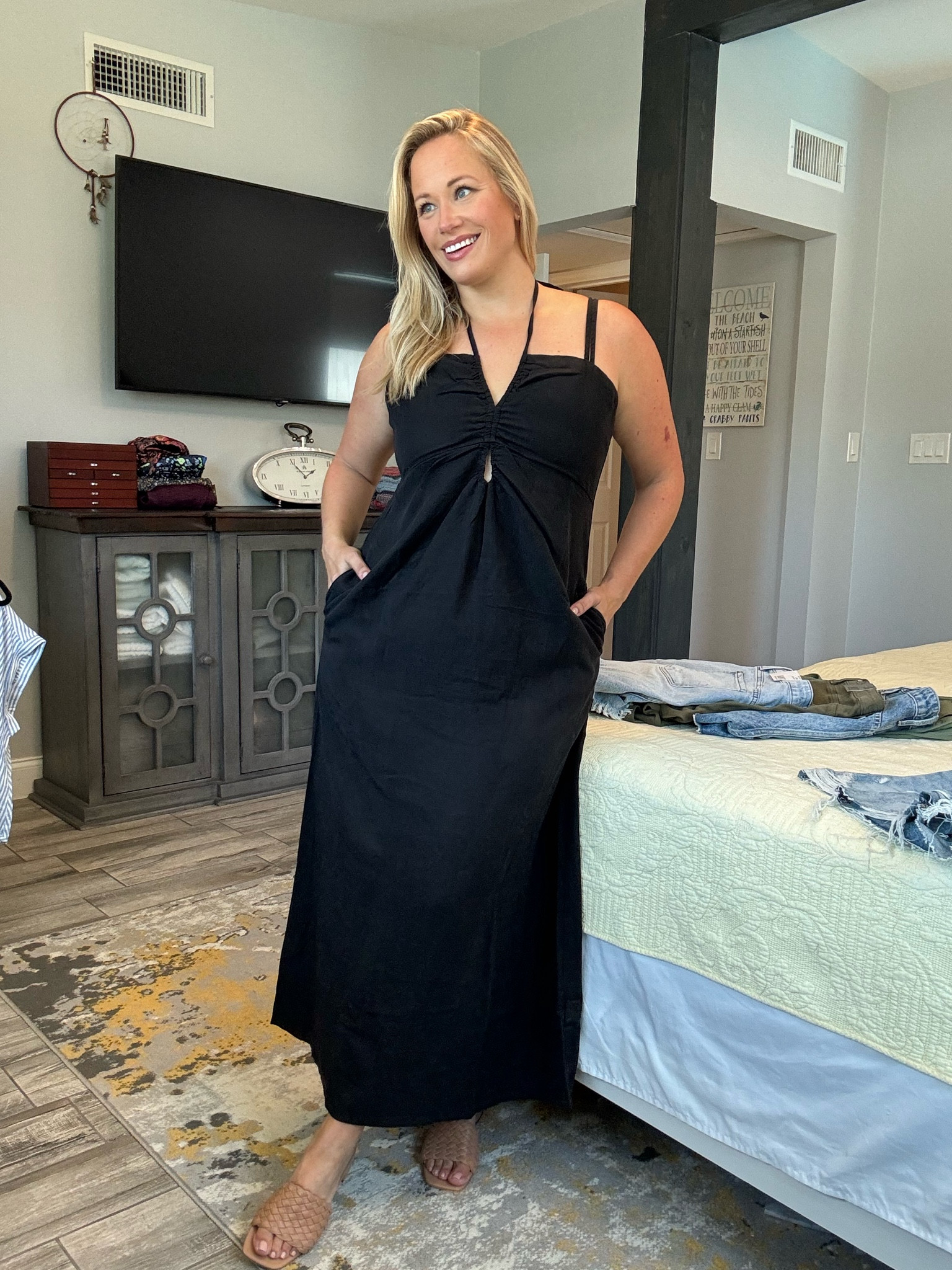 Probably one of my new favorite summer pieces will be this Lydia Maxi Dress, and the best part, it has pockets! I think this dress is perfect for so many different occasions with the gathered keyhole bodice, and multiple straps and ways to tie it, I love this design and the length is perfect! I am wearing a Large and they carry it in up to an XX Large.

#LTKPlusSize #LTKMidsize #LTKStyleTip