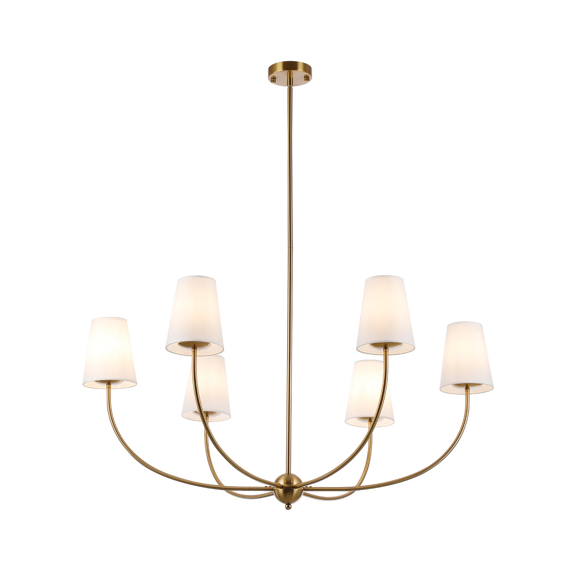 6-light 40" Wide Vintage Chandelier With White Fabric Shade | Wayfair North America