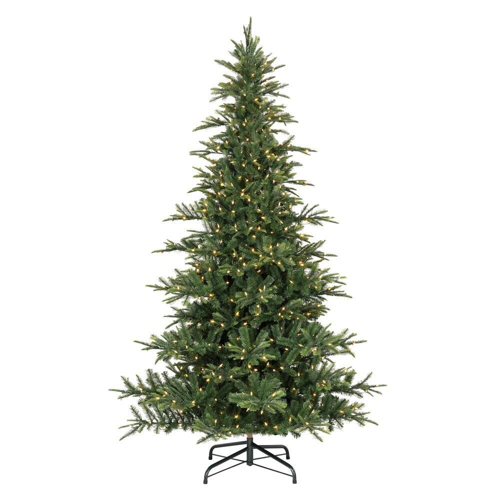 Puleo International 9 ft Colorado Green Fir LED Pre-Lit Artificial Christmas Tree with 800 Warm W... | The Home Depot