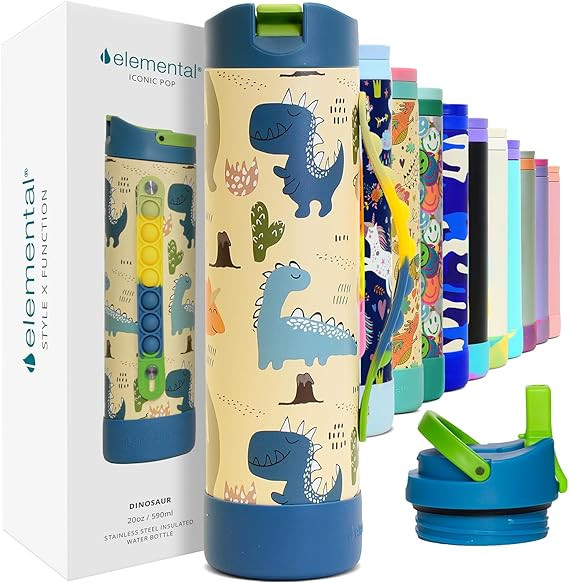 Elemental Iconic Kids Water Bottle for School - 100% Leak-Proof Insulated Water Bottles with Stra... | Amazon (US)