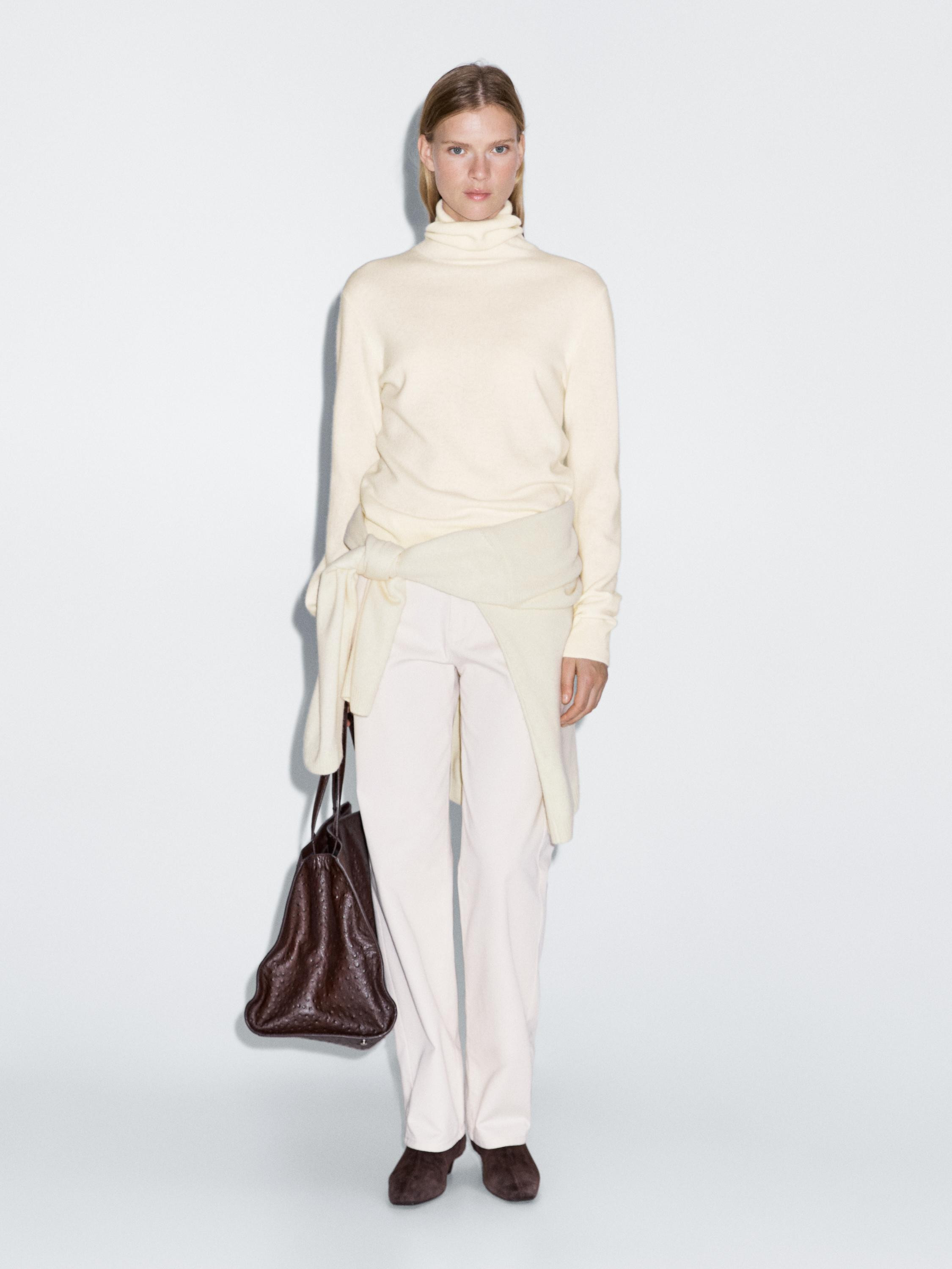 Wool blend knit sweater with high neck | Massimo Dutti UK