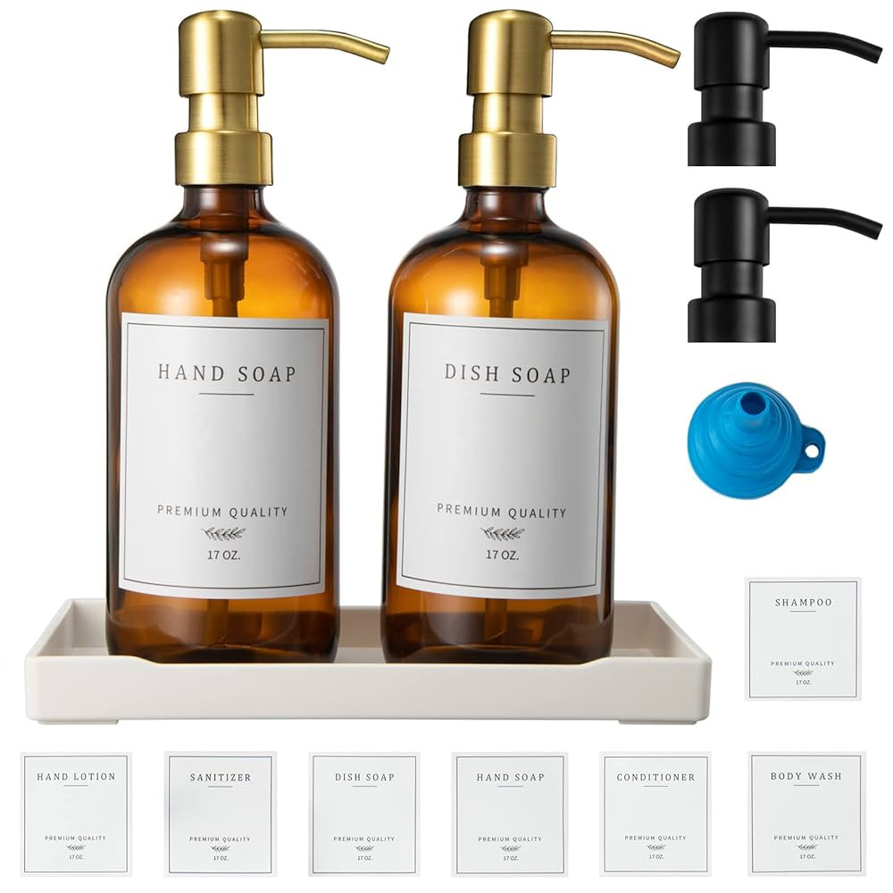 Glass Soap Dispenser for Kitchen Sink,Farmhouse Kitchen Dish Soap Dispenser&Hand Soap Dispenser S... | Amazon (US)