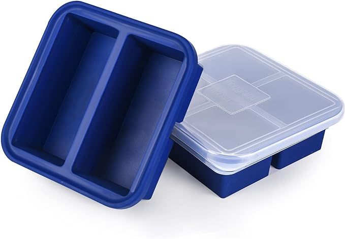Kinggrand Kitchen 2-Cup Silicone Freezer Tray with Lid - 2 Pack - Make 4 Perfect 2-Cup Portions -... | Amazon (US)