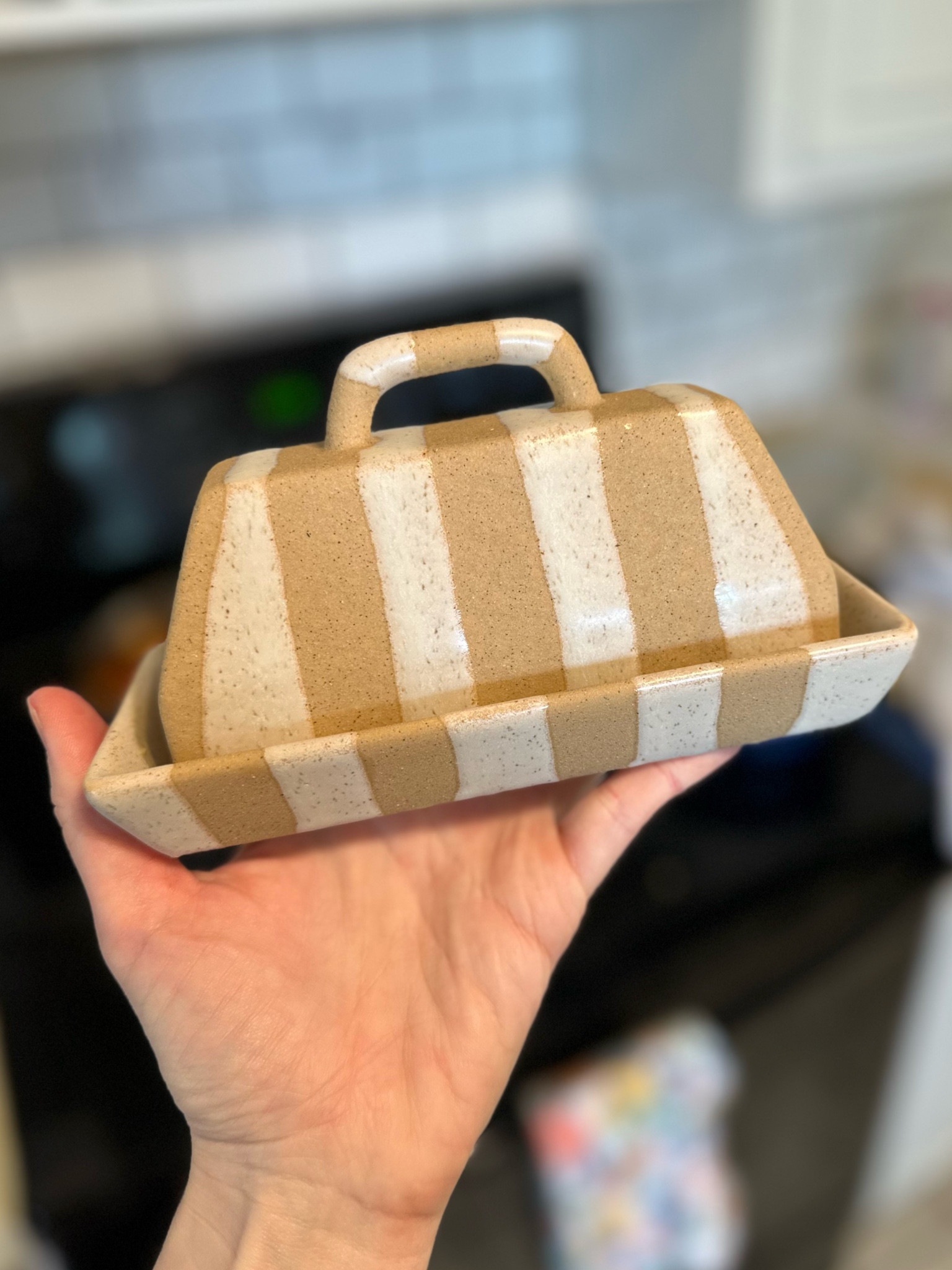 Cutest striped butter dish I ever did see! The quality is SOOO good! I was back and forth between this and a butter bell but I’m sooo happy with the decision! Looks like it’s from Anthropologie 

#LTKHome #LTKGiftGuide #LTKFindsUnder50