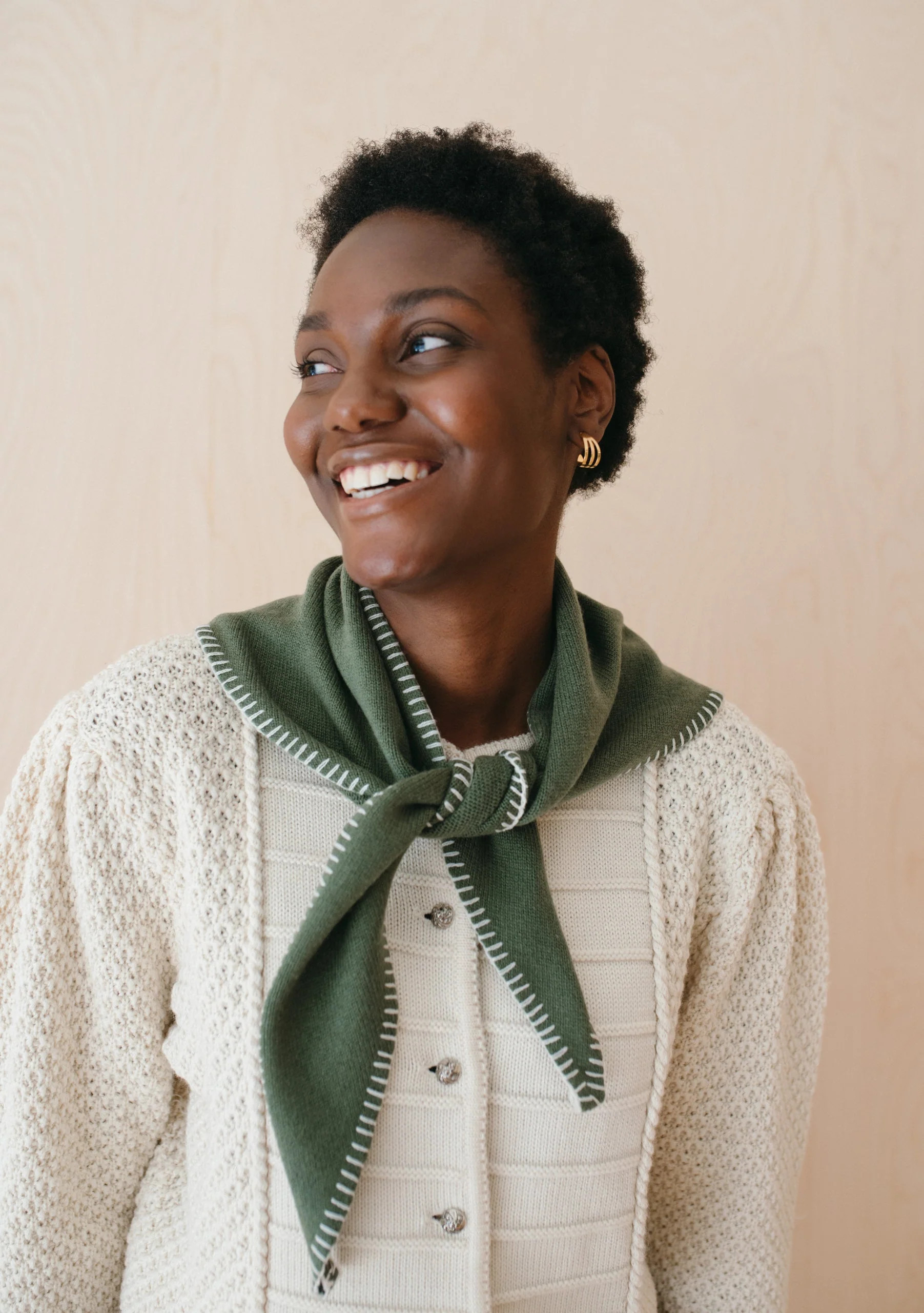 Merino Triangle Scarf in Olive | The Tartan Blanket Co.