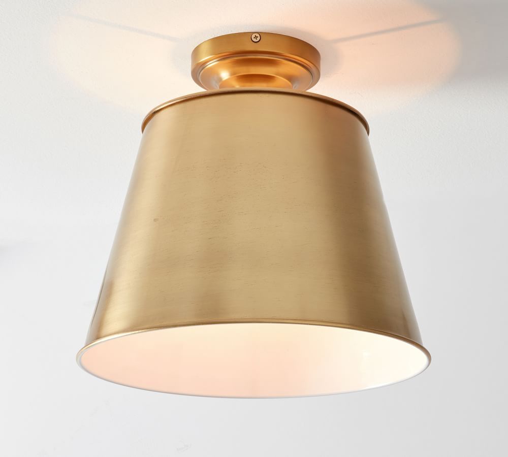 Tapered Metal Hood with Brass Flushmount, Brass | Pottery Barn (US)