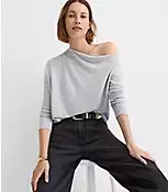 Heathered Ribtrim Jersey Off The Shoulder Top | LOFT