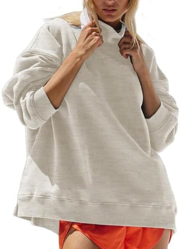Hixiaohe Womens Mock Neck Sweatshirt Oversized Pullover Long Sleeve Tops Trendy Turtleneck Athlet... | Amazon (US)