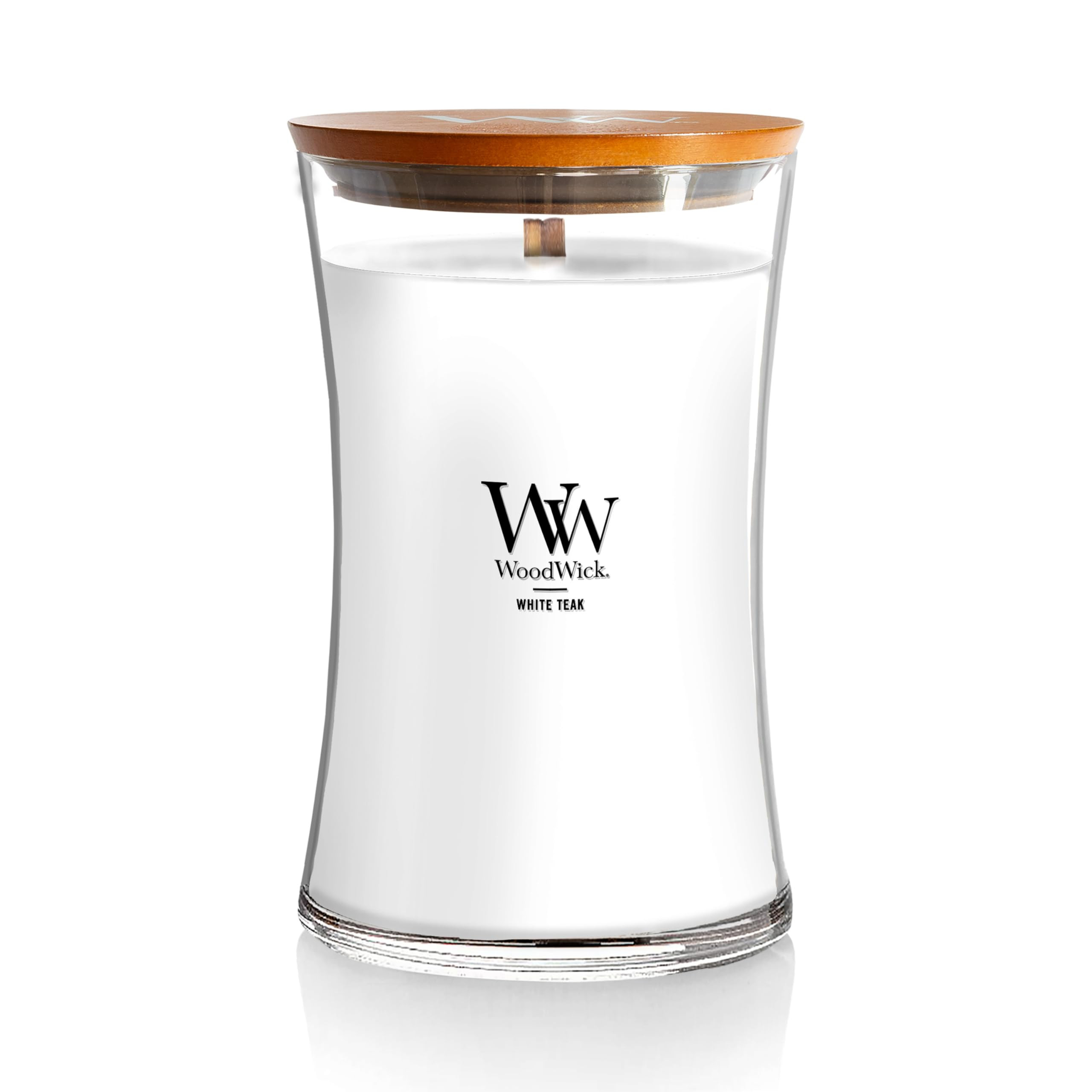WoodWick Large Hourglass Candle in White Teak Premium Soy Blend Wax with Crackling Pluswick Innov... | Amazon (US)