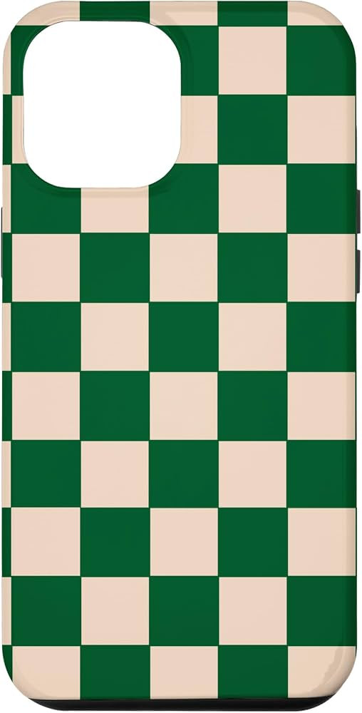 iPhone 13 Pro Max White Cream Green Checkered Checkerboard Case | Amazon (US)