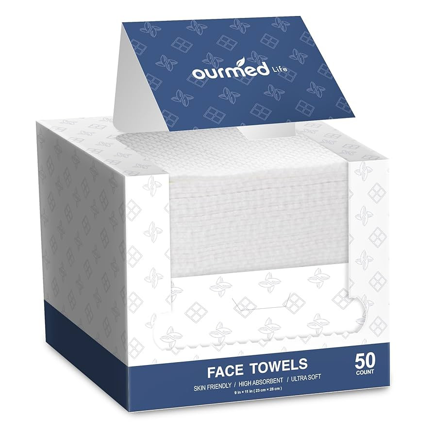 Ourmed Life Face Towels, 11"×9" Disposable Face Towel – Ultra-Soft, Thickened Facial Towelette... | Amazon (US)
