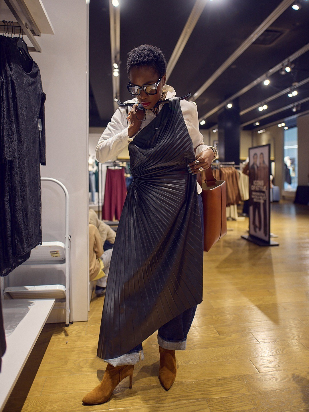 This asymmetrical pleated leather dress is so good for party season! Fits true to size 🖤 Holiday dresses, leather dress, Express Fall collection, holidays 2025, high-low dress, affordable party dresses

#LTKStyleTip #LTKOver40 #LTKSaleAlert