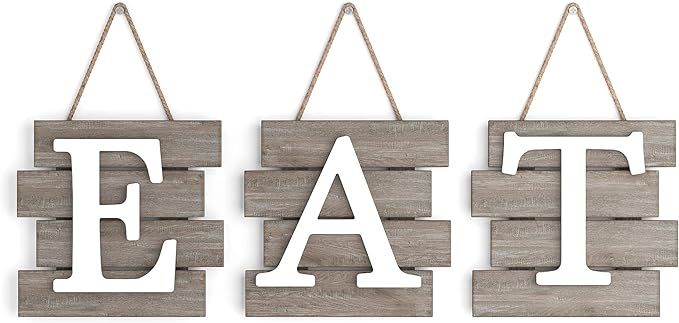 Barnyard Designs Eat Sign Wall Decor, Rustic Farmhouse Decoration for Kitchen and Home, Decorativ... | Amazon (US)